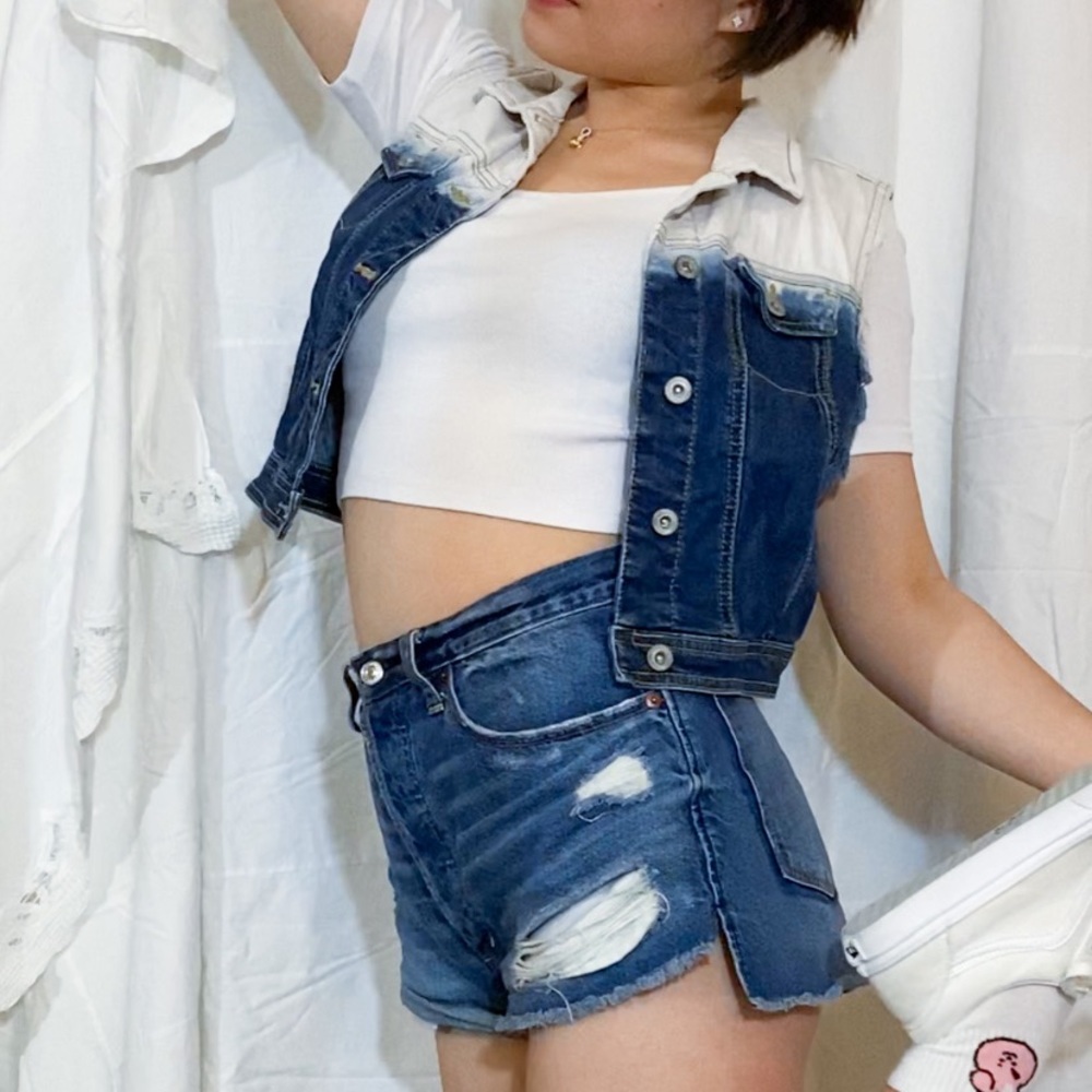 Arizona gradient cropped denim vest